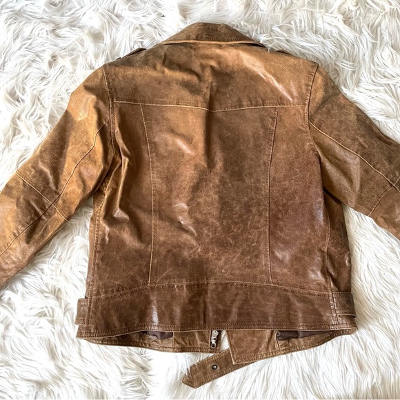Vintage Newport Leather Moto Jacket Coat 10 Tan Camel - Picture 7 of 10